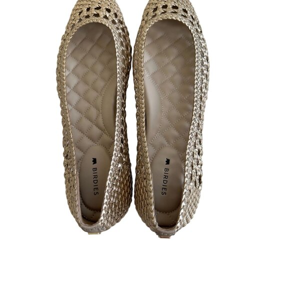 BIRDIES The Goldfinch Gold Leather Woven Flats Size US 7 - Picture 5 of 8